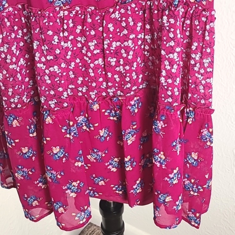 Arizona Jean Co. Sheer Pink Floral Sundress, Cami Dress Underneath, Size XL - Picture 4 of 10